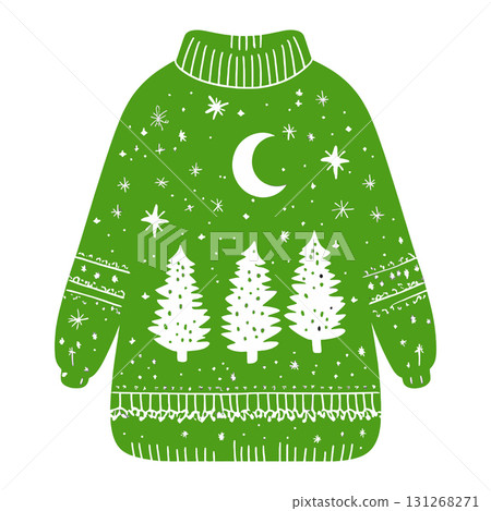 Ugly Christmas Sweater Vector Icon. Festive Holiday Jumper with a Winter Pattern Vector. 131268271
