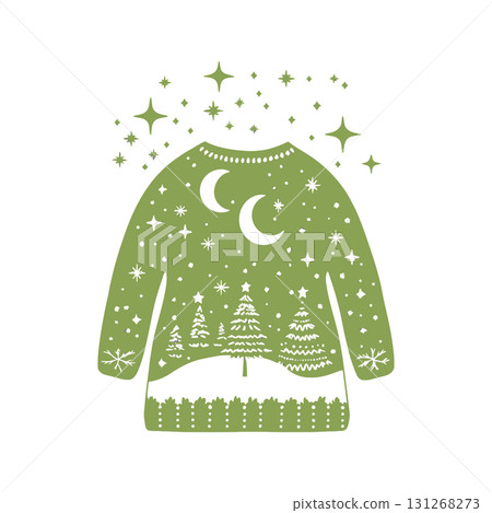 Ugly Christmas Sweater Vector Icon. Festive Holiday Jumper with a Winter Pattern Vector. 131268273