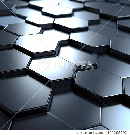 Futuristic background of metallic shiny hexagonal tiles 131268592