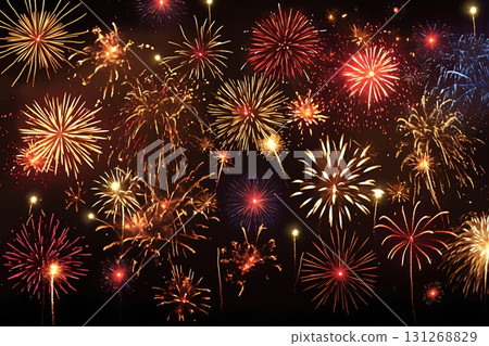 五彩繽紛的煙花背景 131268829