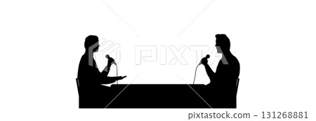 Two people discussing. 131268881