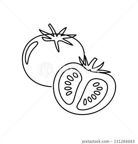 Tomato Vegetable Line Art Vector. Fresh Food Outline for Cooking and Coloring Book Vector. Tomato Vegetable Line Art Vector. Fresh Food Outline for Cooking and Coloring Book Vector. 131268883