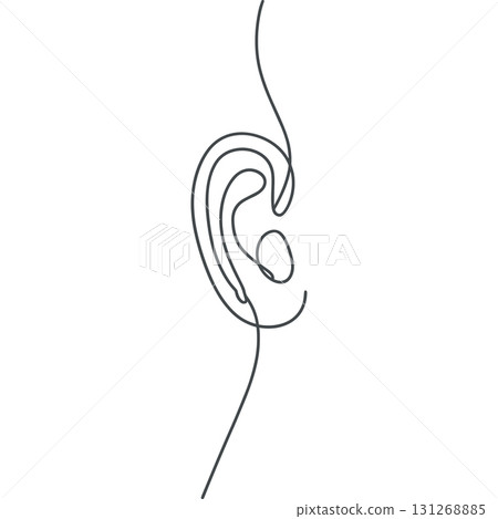 Human Ear Continuous One Line Drawing Vector. Audiology and Hearing Medical Vector Symbol. Human Ear Continuous One Line Drawing Vector. Audiology and Hearing Medical Vector Symbol. 131268885