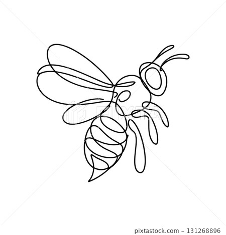 Flying Bee or Wasp Continuous One Line Drawing Vector. Nature Insect and Honeybee Vector Logo. Flying Bee or Wasp Continuous One Line Drawing Vector. Nature Insect and Honeybee Vector Logo. 131268896