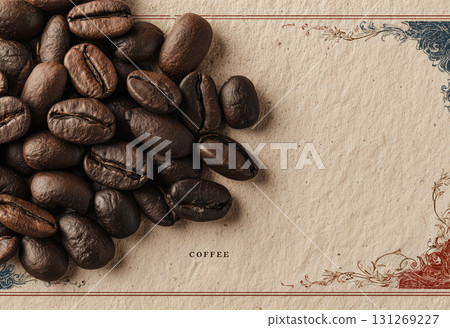 Ripe coffee beans on a light background. 131269227