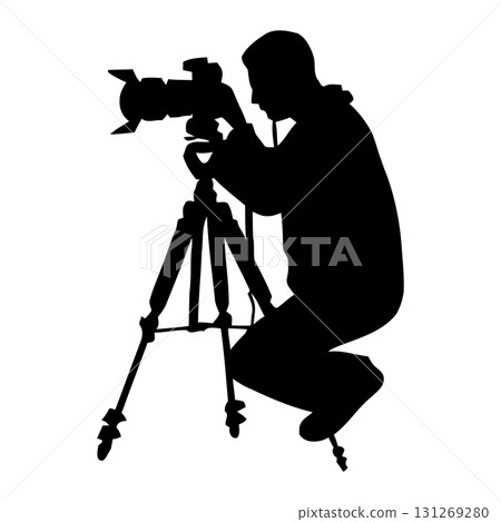 Photographer Silhouette Vector Set. Travel and Nature Photography Vector Collection. 131269280