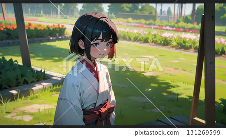 A girl dressed as a shrine maiden 131269599