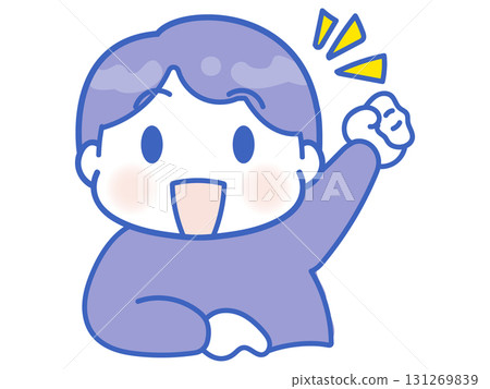 穿著藍色衣服的開朗男孩角色 131269839