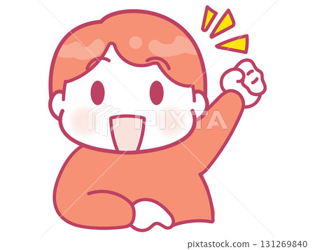 A happy boy in red clothes 131269840