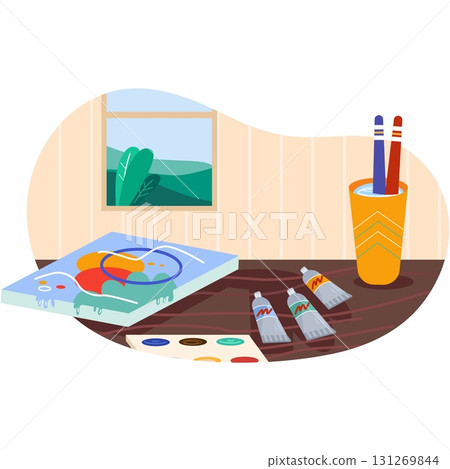Art painting therapy workshop or artist class icon 131269844