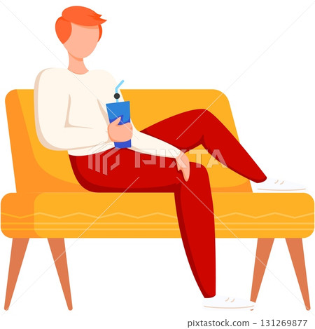 Man with drink glass vector icon on white 131269877