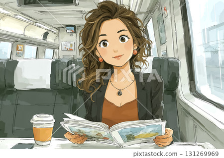 Miyu系列：通勤列車上讀書的女商人 131269969