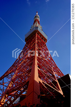 日本東京的東京鐵塔與藍天 131270365