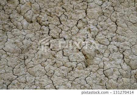 Cracked earth reveals the effects of drought a dry landscape during a sunny day Cracked earth reveals the effects of drought a dry landscape during a sunny day 131270414