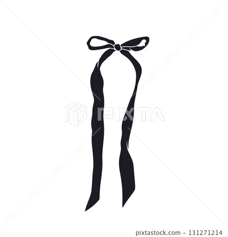 Hand drawn black silhouette fancy bow knot isolated on white background Hand drawn black silhouette fancy bow knot isolated on white background 131271214