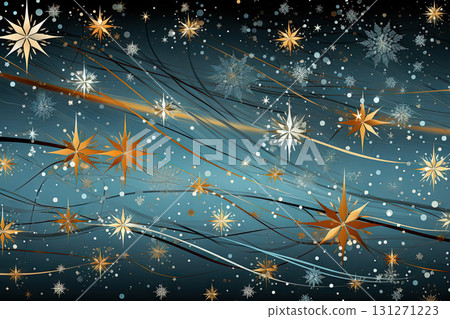 Beautiful Christmas background with golden snowflakes over blue backdrop. Generated AI Beautiful Christmas background with golden snowflakes over blue backdrop. Generated AI 131271223