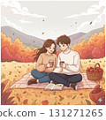 Couple having a picnic in the autumn park Couple having a picnic in the autumn park 131271265