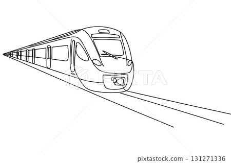 Modern High-Speed Train Line Art Vector. Railway and Public Transport Vector Illustration. Modern High-Speed Train Line Art Vector. Railway and Public Transport Vector Illustration. 131271336