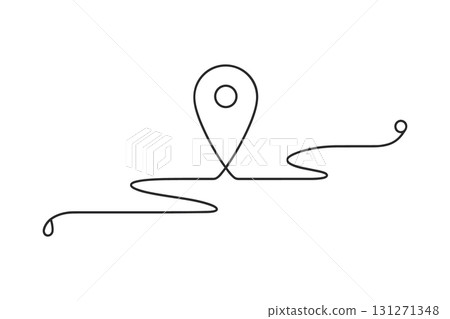 Map Pin with a Route Continuous One Line Drawing Vector. Journey and Destination Path Vector Symbol. Map Pin with a Route Continuous One Line Drawing Vector. Journey and Destination Path Vector Symbol. 131271348