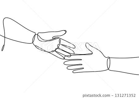 Handshake Continuous One Line Drawing Vector. Business Agreement and Partnership Vector Symbol. 131271352