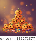 Black colorful background with big orange pumpkin and glitter Black colorful background with big orange pumpkin and glitter 131271377