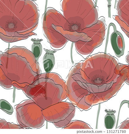 seamless pattern with red tulips 131271780