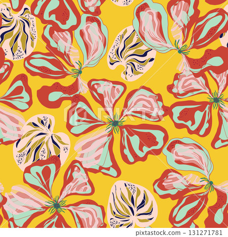 seamless pattern with colorful flowers 131271781