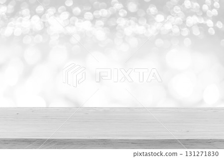 Empty wood table top on white bokeh abstract  background  131271830