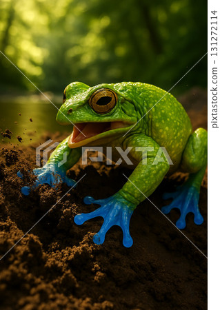 Blue hand frog 131272114