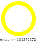 Bright and eye-catching yellow circle mark symbol icon with transparent background illustration material 131272172