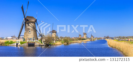 traditional Holland - Windmills in Kinderdijk village 131272315