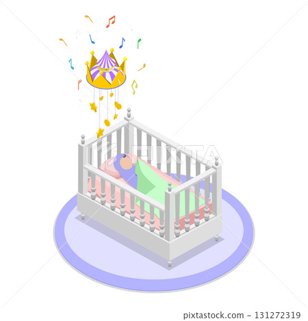 3D Isometric Flat Vector Illustration of Good for Sleep Baby Health, Newborn Child. Item 3 3D Isometric Flat Vector Illustration of Good for Sleep Baby Health, Newborn Child. Item 3 131272319