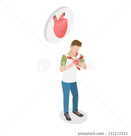 3D Isometric Flat Vector Illustration of Heart Attack, Cardiac Failure. Item 3 131272351