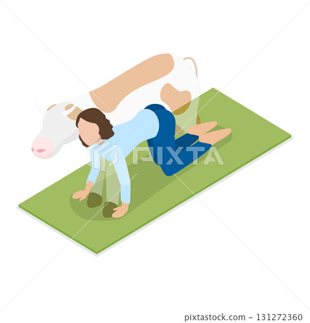 3D Isometric Flat Vector Illustration of Animal Yoga Poses, People Engaged In Animal-Inspired Yoga Exercises. Item 3 131272360