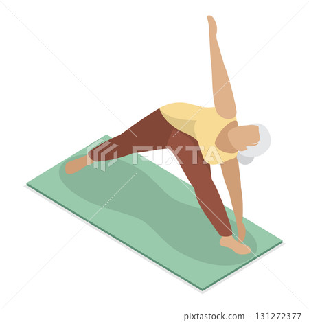 3D Isometric Flat Vector Illustration of Elderly Various Exercises, Active Seniors Engaging In Stretching, Cardio, Yoga, Pilates. Item 4 3D Isometric Flat Vector Illustration of Elderly Various Exercises, Active Seniors Engaging In Stretching, Cardio, Yoga, Pilates. Item 4 131272377