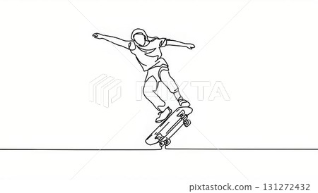 滑板線描 滑板線描 131272432