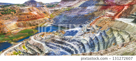 impressive mines and canyon in Milos island - beautiful nature landscapes, Greece 131272607