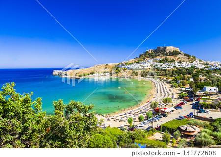 Rhodes island, Lindos beach . Greece,Dodecanese 131272608