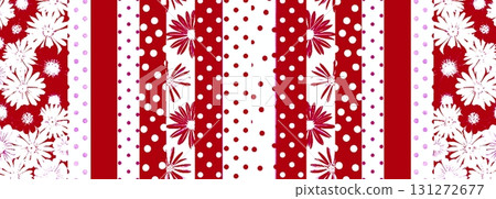 Background material seamless pattern illustration floral polka dot stripes red Background material seamless pattern illustration floral polka dot stripes red 131272677