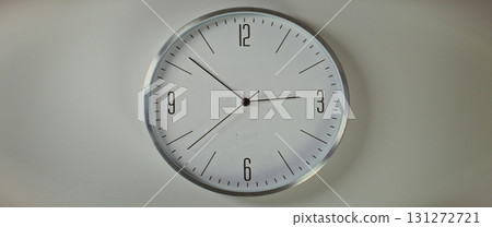 Time Lapse: Close Up of Minimalist Wall Clock Showing Precise Time, Hanging on the Wall Time Lapse: Close Up of Minimalist Wall Clock Showing Precise Time, Hanging on the Wall 131272721