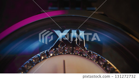 Elegant Wristwatch with Gemstone Bezel and Metallic Bracelet in Macro Close Up Shot Elegant Wristwatch with Gemstone Bezel and Metallic Bracelet in Macro Close Up Shot 131272732