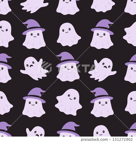 cartoon ghosts seamless pattern 131272902