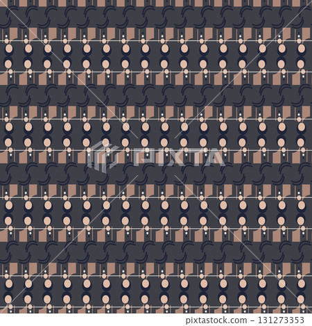 Abstract line shape geometric motif basic pattern continuous background. Oriental style tile modern lux fabric design textile swatch.  131273353