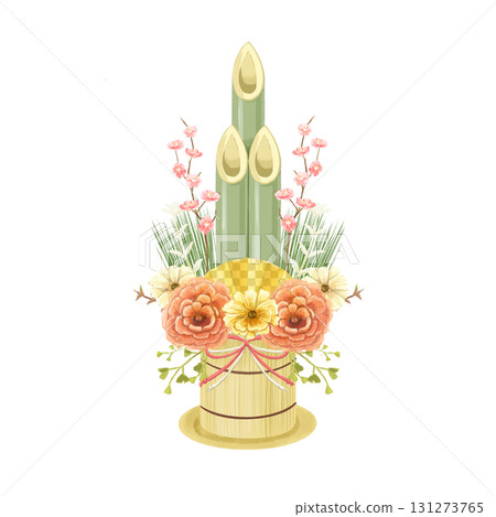 Kadomatsu illustration (New Year's card material) New Year's decorations Western-style New Year's card template material (transparent PNG compatible) 131273765
