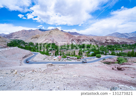 Mountain Road in a Desert Valley 131273821