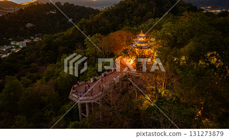 Aerial view of scenery Sunset Over Khao Rang viewpoint. Aerial view of scenery Sunset Over Khao Rang viewpoint. 131273879