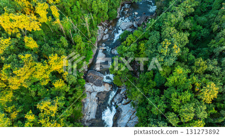 Aerial view of Mae Klang Waterfall in Chiang Mai Aerial view of Mae Klang Waterfall in Chiang Mai 131273892