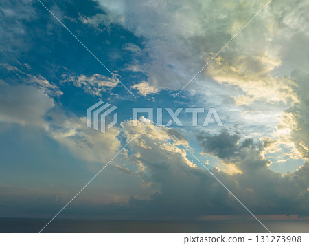 aerial view stunning cloud moving in blue sky. 131273908