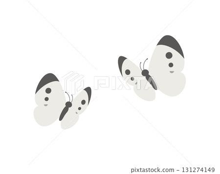 兩隻飛舞的菜粉蝶的簡單插圖 131274149