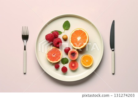 Elevate your food blog with this vibrant plate of fresh citrus fruits and raspberries, showcasing a colorful palette that screams healthy and delicious Elevate your food blog with this vibrant plate of fresh citrus fruits and raspberries, showcasing a colorful palette that screams healthy and delicious 131274203